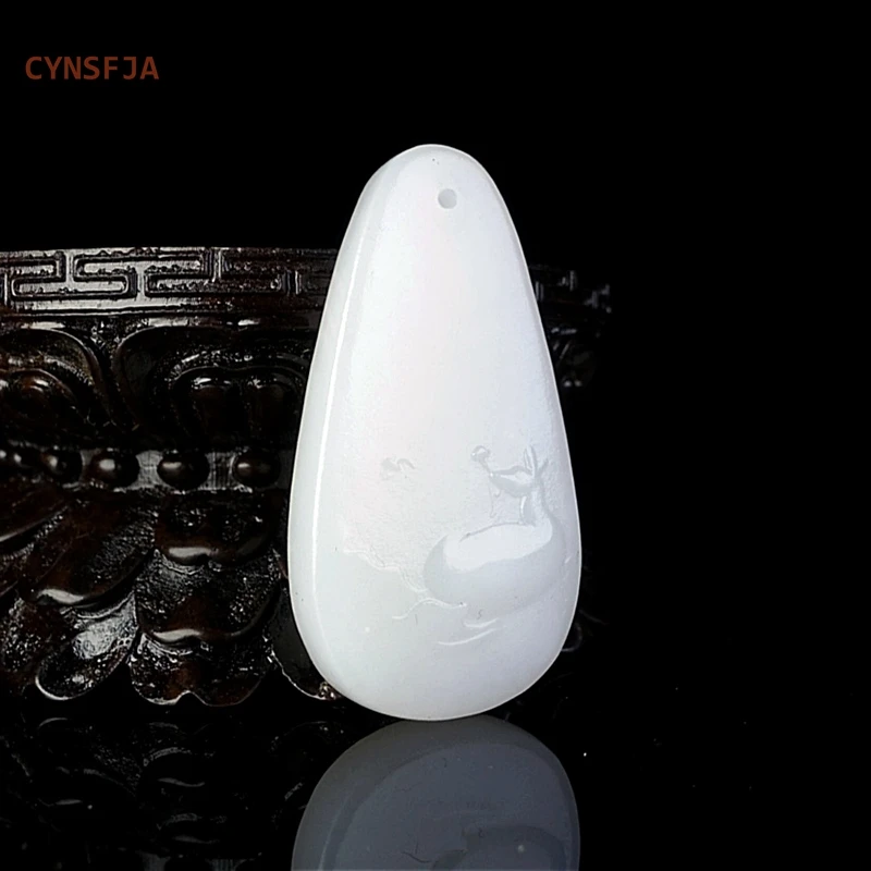 CYNSFJA New Real Rare Certified Natural Hetian Mutton-fat Jade Nephrite Lucky Wealthy Jade Pendant Hand Carved High Quality