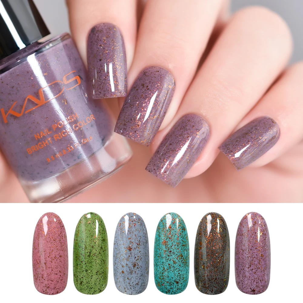 KADS 9.5ml New Mica Nail Polish Irregular Flakie Sequins 6 Colors Optional Nail Art Painted Polish Varnish Lacquer for Nail Art