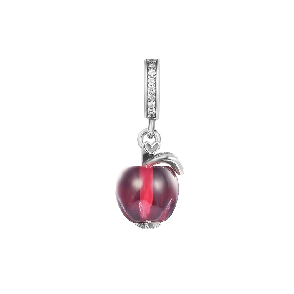 

Original 925 Silver Charms Murano Glass Red Apple Dangle Charm Fits European Beaded Bracelets Woman DIY Fashion Silver Beads