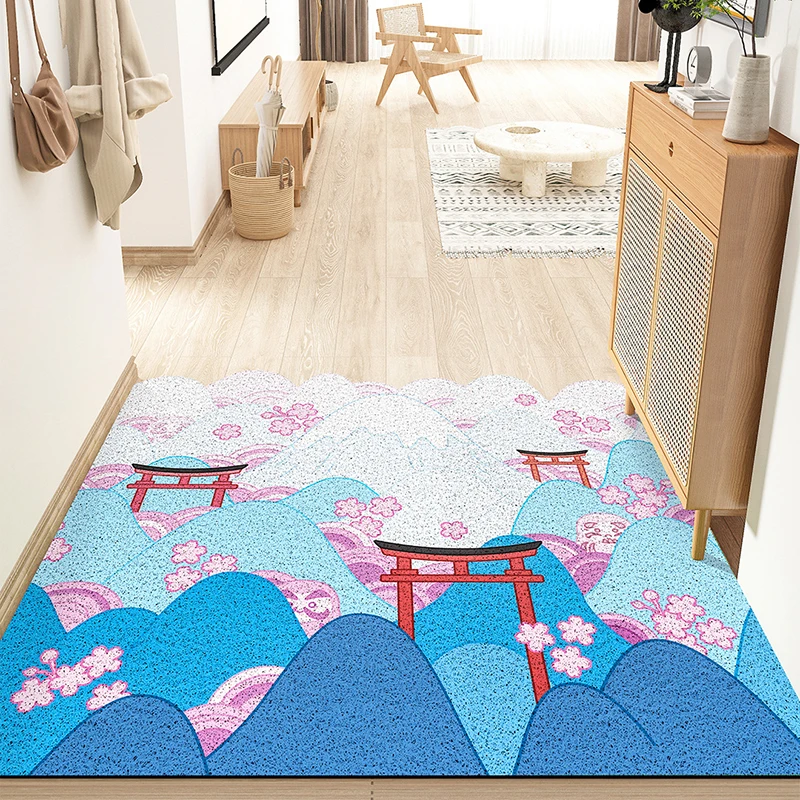 

Japanese Design Home Door Mat Kitchen Bedroom Living Room Carpet PVC Anti-slip Mat Hallway Custom Dust-proof Entrance Door Mat