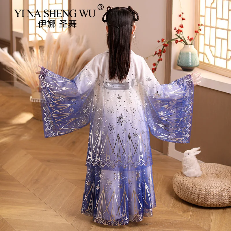 Robe Hanfu d'été pour enfants, Costumes traditionnels anciens, nouvelle robe de fée ample avec broderie pour filles, robe de scène de fête