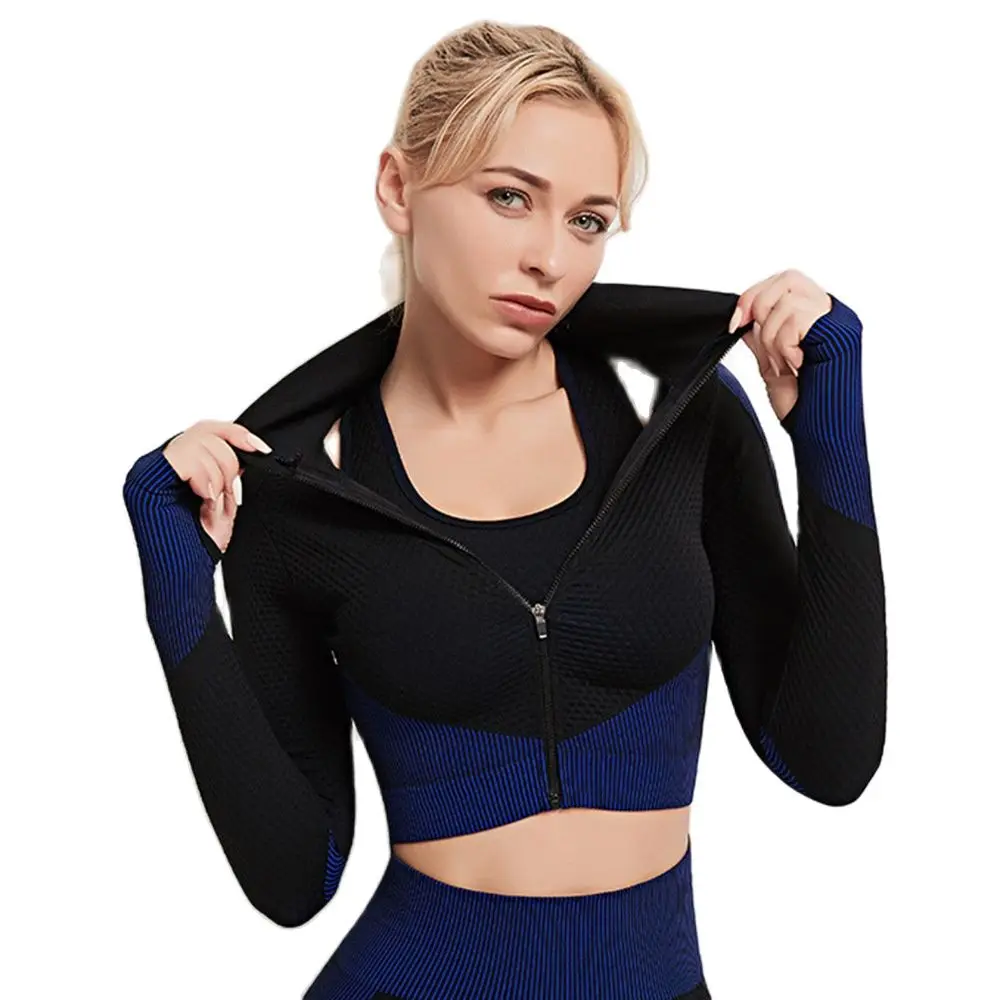 Spring and Summer Women Yoga Fitness Bubbling Exercise Jacket Pants Bra 3 Piece Set