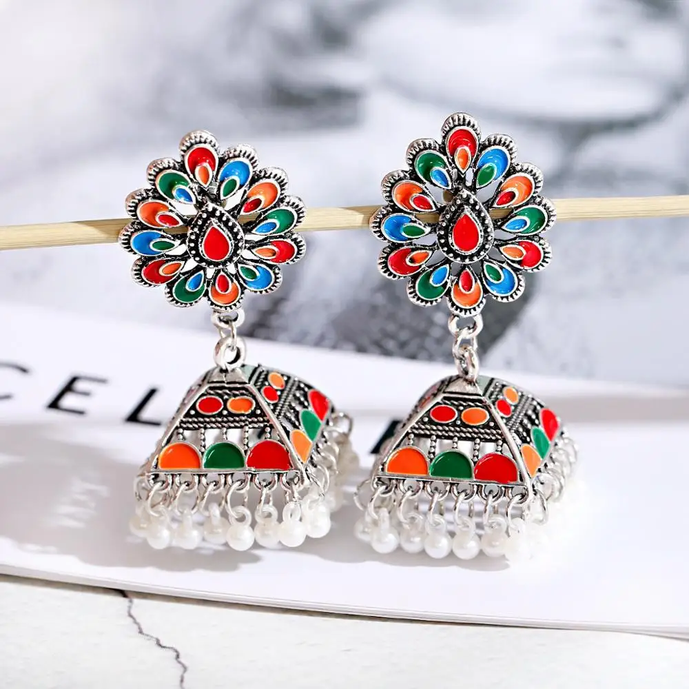 Pendientes Kolczyki Earrings For Women Hanging Earring Boho Accessories For Jewelry Indian Jhumka Ear Rings Beads Pearl Brinco