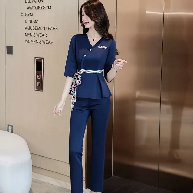 Beauty salon uniform foot therapist work clothes for women massage  spa uniform elegant woman beautician foot bath shop suit