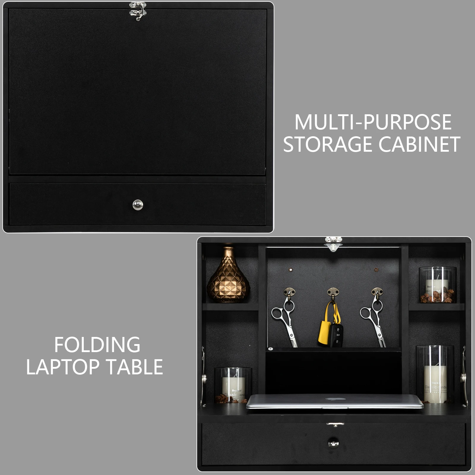 Papan Kepadatan dengan Triamine Dinding Built-Up Meja Komputer Hitam