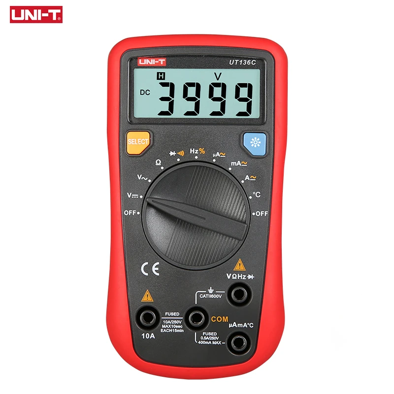 UNI-T UT136A/UT136B/UT136C Pocket Auto Range Digital Multimeter AC DC Voltmeter Ammeter Resistance Frequency  Buzzer Tester