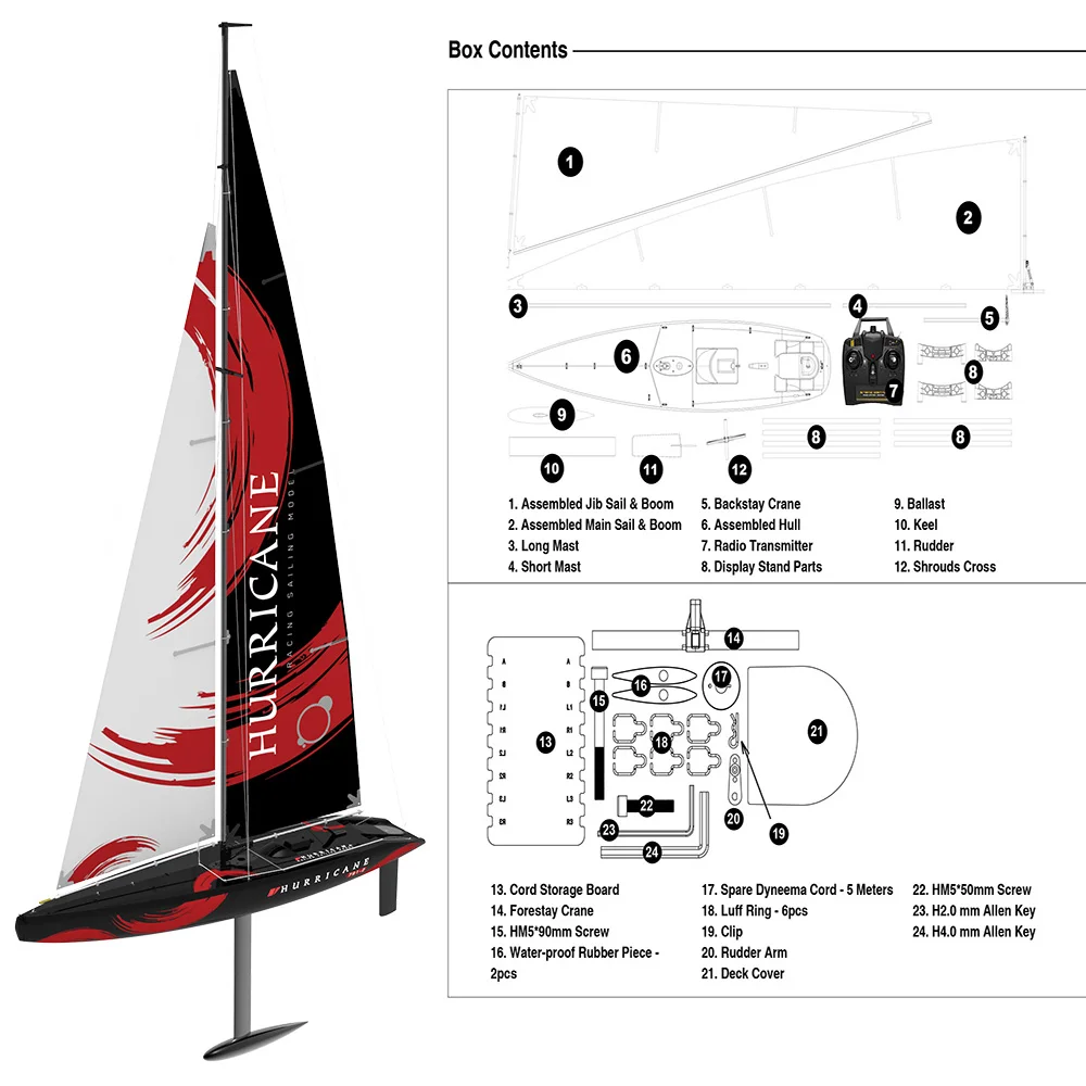 

Replacement Parts Accessories Apply In S84Inch 791-2 HURRICANE Remote Control Pre-assembled Sail Boat