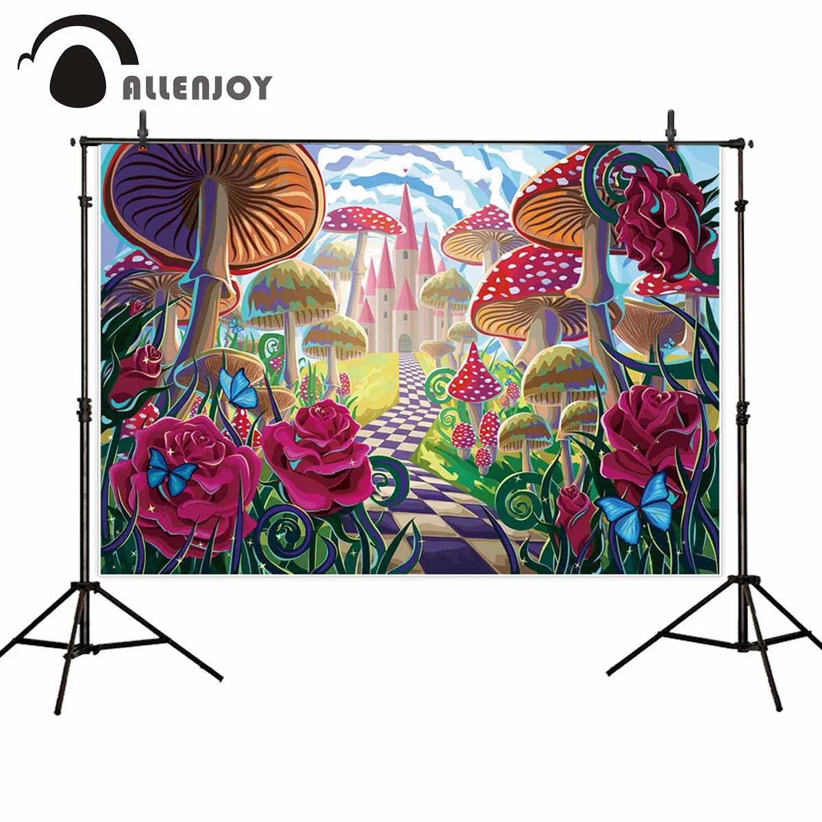 

Allenjoy watercolor photo studio banner Wonderland fairy tale flower castle child photocall decor props for photography