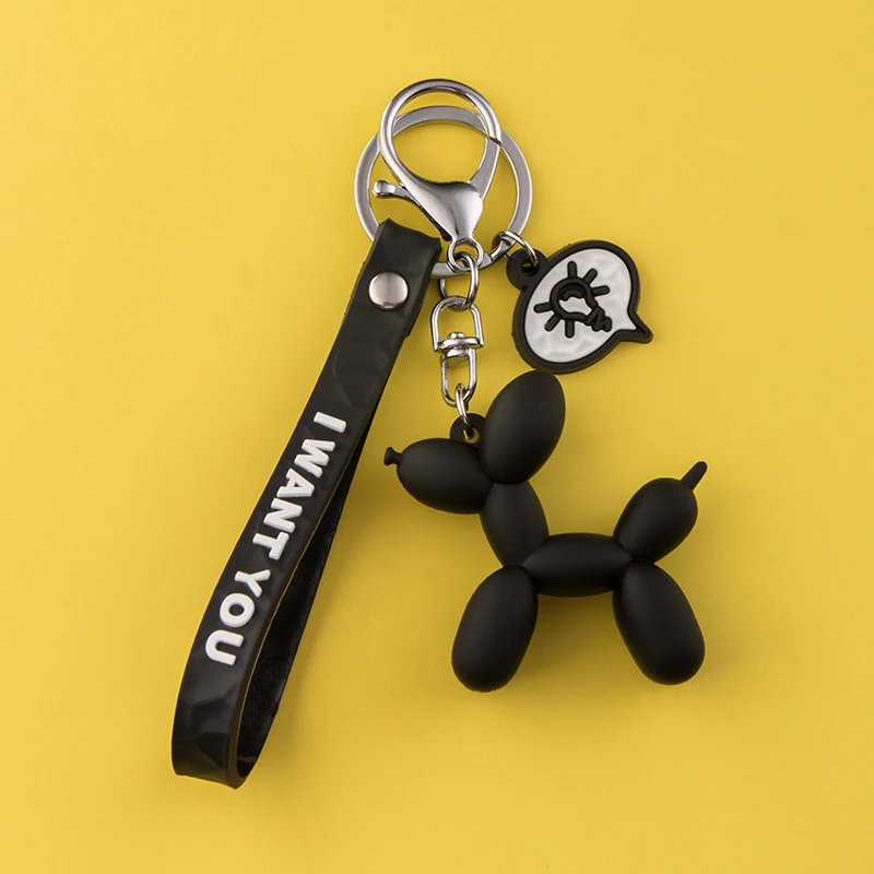 Soft Balloon Dog Keychain Blue Pink Black White Green Doll Pendant Creative Car Cute Bag Keyring Phone Girl Boy Couple Lanyard