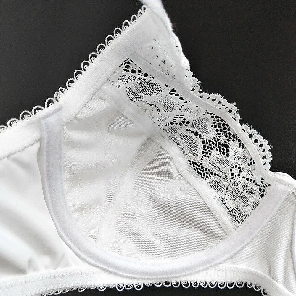 YBCG White Lace Women Bra Plus Size Thin Cup Underwire Mesh Underwear Sexy Unpadded Push Up Bras for Women