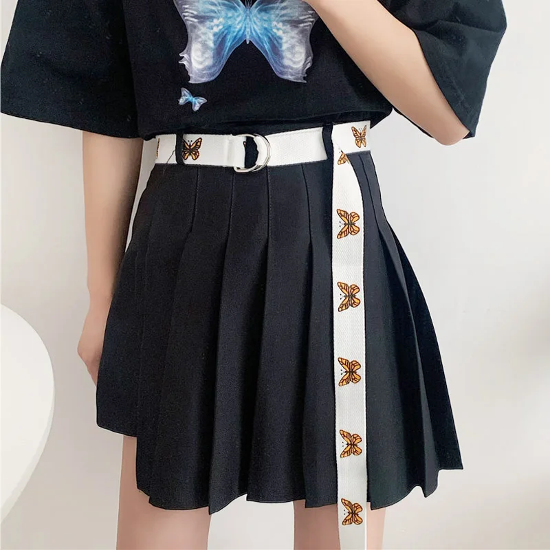 66 Styles Harajuku Unisex Canvas Belts Letter Print Double D Ring Buckle Waist Strap Dress Jeans Student Youth Long Waistband