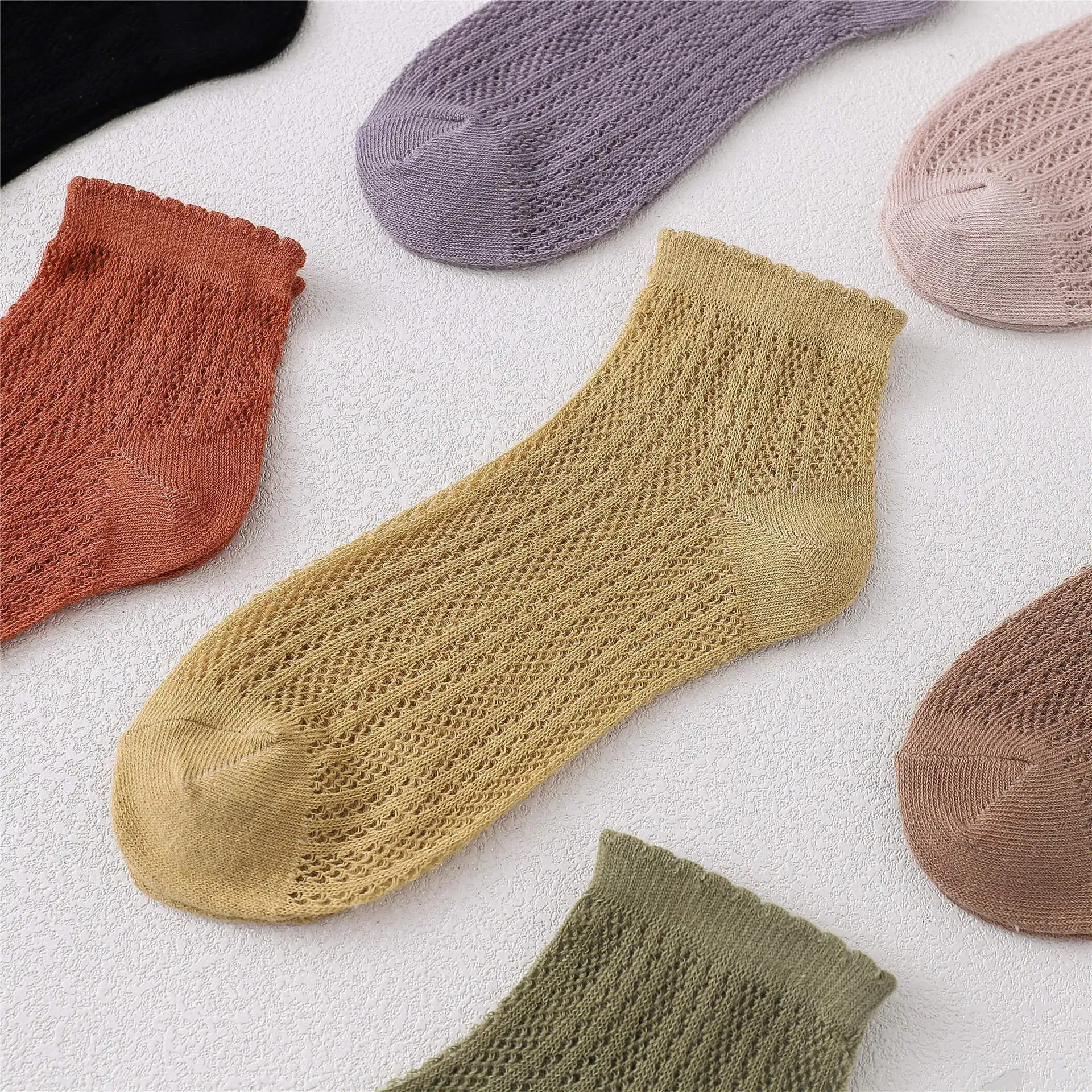 16Pcs=8Pairs/Lot Solid Mesh Women's Short Socks Set Korean Style Hollow Out Summer Thin Breathable Cozy Ankle Boat Socks Pack