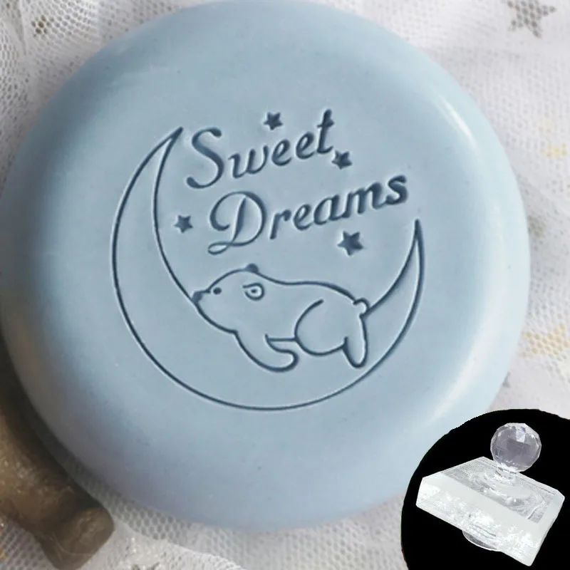 

Форма для мыла из смолы с узором Sweet Dreams, натуральная печать ручной работы, акрил 4 см, мини-мыльный штамп «сделай сам», инструменты для главы