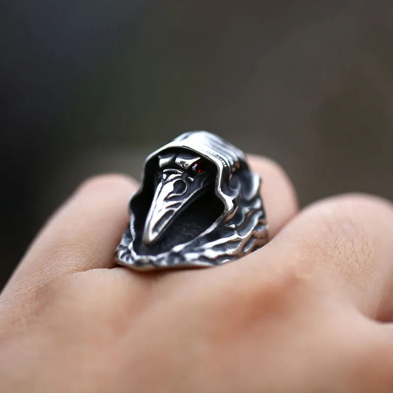 BEIER Viking crow skull Zircon Ring For Man Stainless Steel Grim Reaper Skull Ring Man\'s Jewelry BR8-761