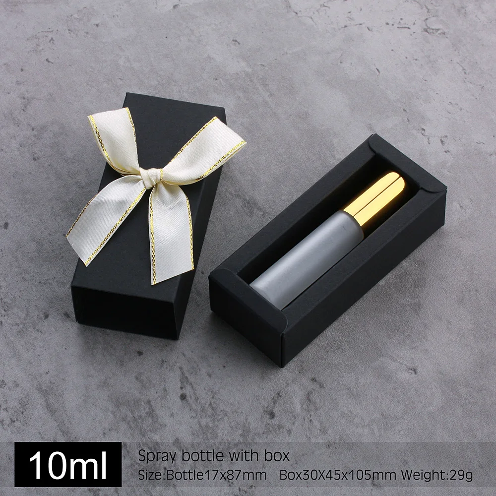 20Pcs 10ml Frosted Perfume Spray Bottle With Black Packing Box Perfume Spray Bottle Cosmetic Gift