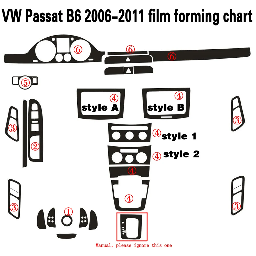 

For Volkswagen Passat B6 2006-2011 Self Adhesive Car Stickers Carbon Fiber Vinyl Car stickers and Decals Car Styling Accessories