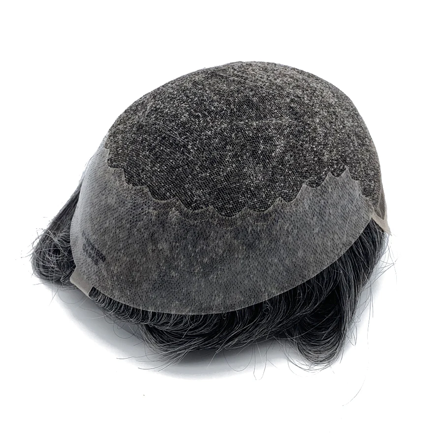 Indian Human Hair Replacement Toupee for Men with French Lace And Poly Skin Base Natural Look Hairpiece