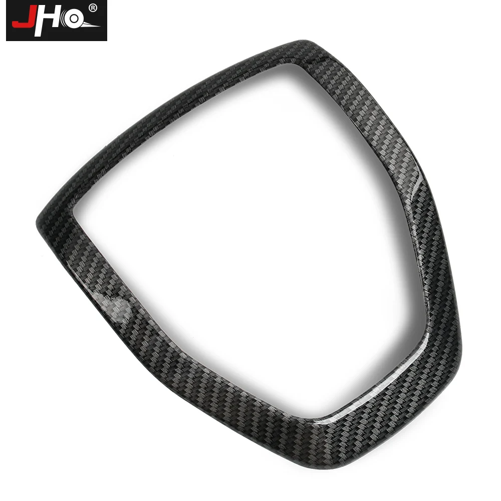 JHO ABS Carbon Grain Steering Wheel Horn Overlay Cover Trim Car Accessories For Ford Explorer 11-2019 2018 2017 2016 2015 2013 4