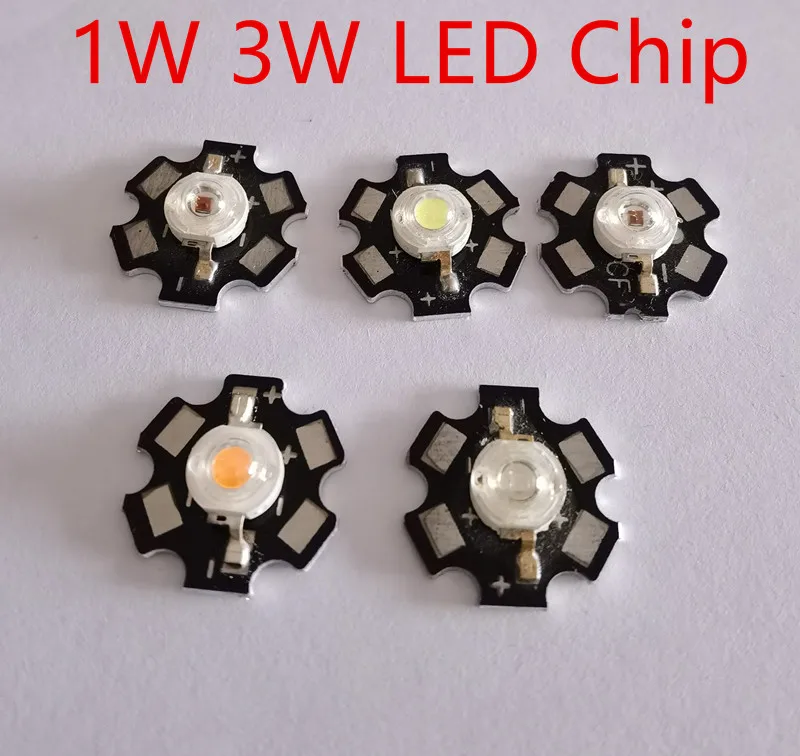 10pcs 1W 3W High Power warm white/cool white /natural white/red/green/Blue/Royal blue IR LED with 20mm star pcb