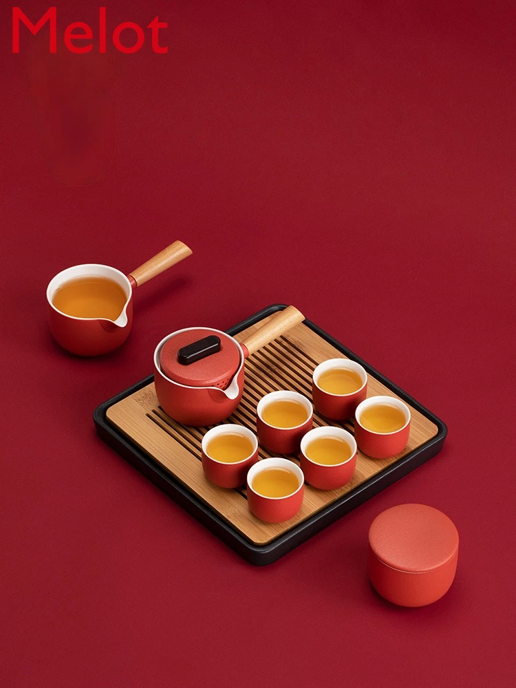 Red Tea Set Simple Home Living Room Office Meeting Kung Fu Small Set Gift Box