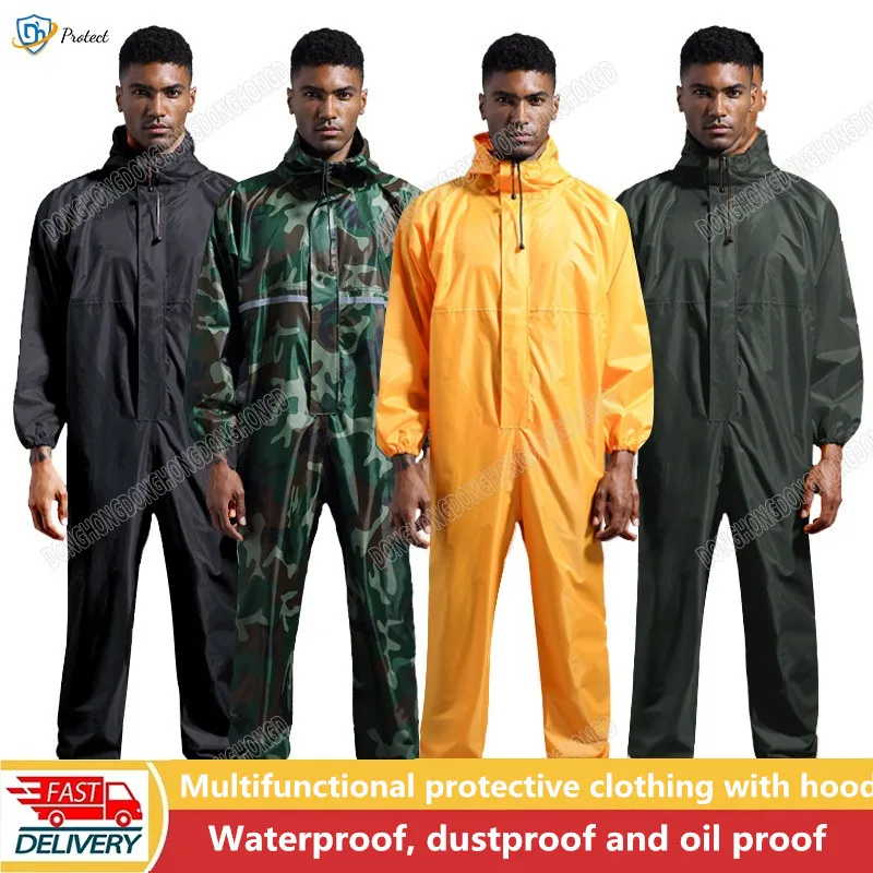 

New waterproof overalls, hats, oil-proof and dust-proof clothing, work safety clothing, paint raincoat factory clothing overall