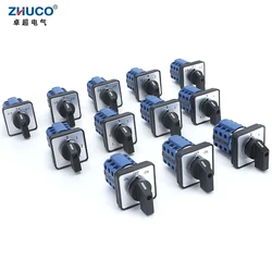 Zhuco szw26/LW26-20 20a 660v 64x64mm 48x48mmパネルマウント3ポール12ネジ電源ノブ選択可能な大規模電圧スイッチ