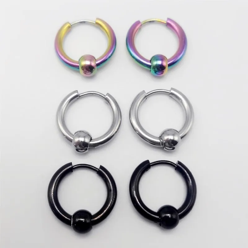 2Pcs The Latest European and American Fashion Ideas Stainless Steel Circle Earrings