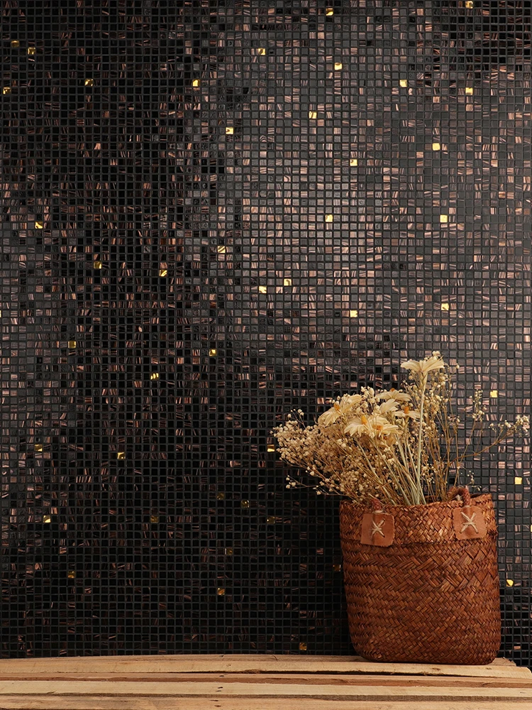 Retro Black Gold Starry Gold Foil Glass Mosaic Tile One Square Meter Background Wall Tile Bathroom Kitchen Living Room DIY Craft