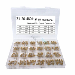 24values*20pcs =480pcs Monolithic Ceramic Capacitor 10pF~10uF,ceramic capacitor Assorted Kit 1UF 100NF 330NF 0.1UF 102 104 105