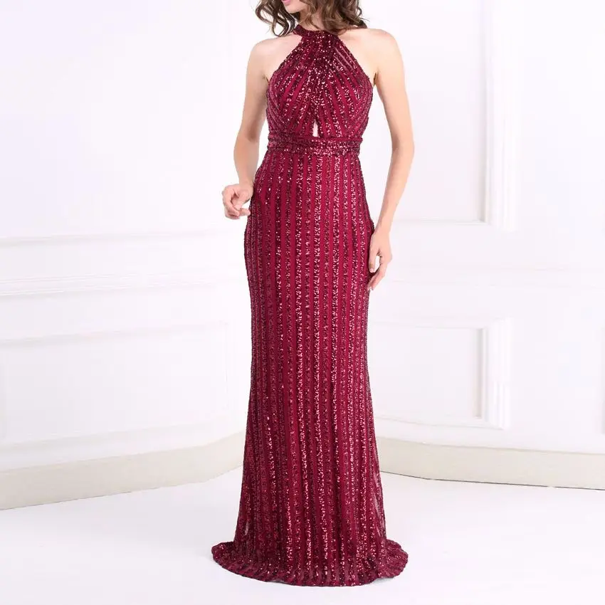 Sexy Summer Maxi Dress Glittered Sleeveless Evening Party Long Gown