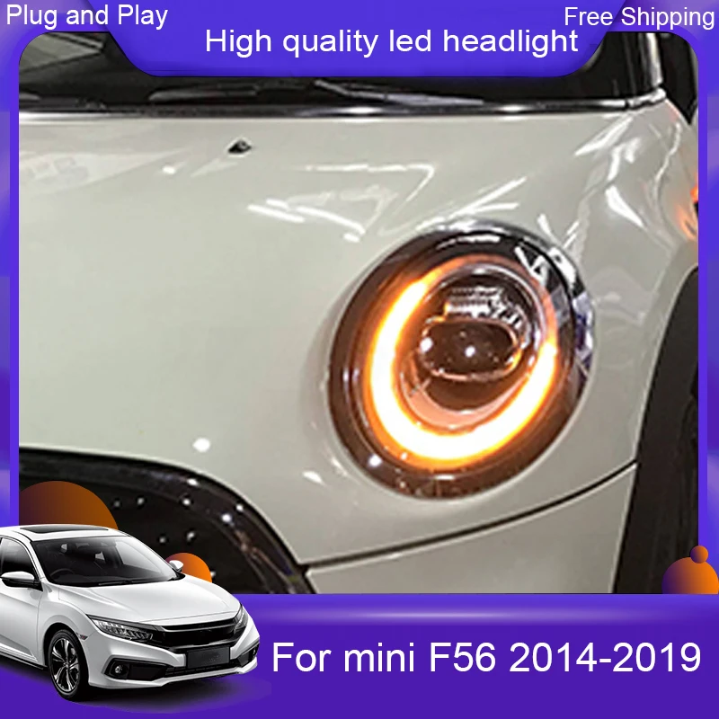 

Car Styling For Mini F56 2014-19 cooper headlights For F56 LED head lamp Angel eye led DRL front light Bi-Xenon Lens xenon HID