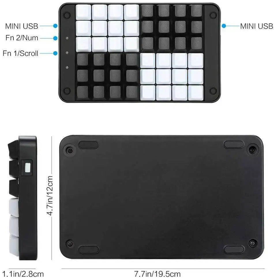 Single-Handed Mechanical Keyboard All 48 Programmable Keys Tools Keypad with OEM Gateron Blue Switch for Gamers/Cashier/Designer