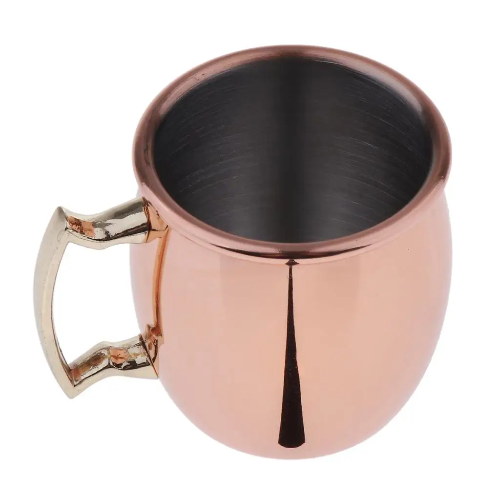 2oz 60ml Moscow Mule Mug Marble Moscow Mule Double Walled Copper Mugs Cup,  Pure Solid Copper Cups with Brass Handles Finish