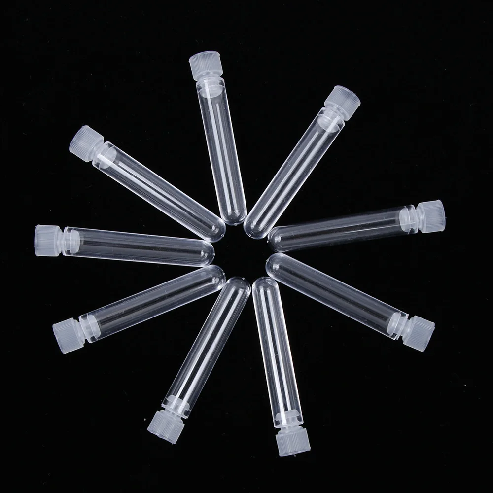 10 Stks Clear Plastic Test Tube With Cap - Shaped Bottom Long Transparent Test Tube Lab Provides 3 Sizesliquid Packaging