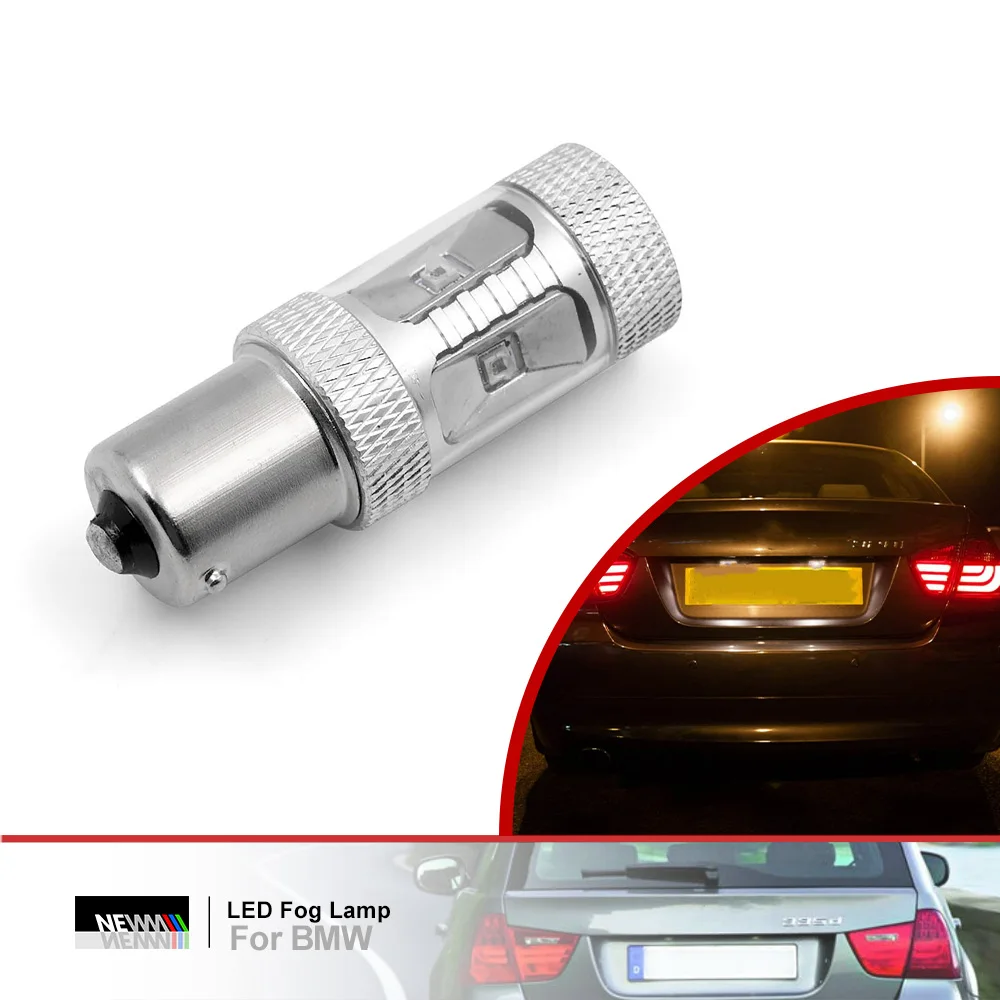 For BMW 3 Series E46 E90 E91 F30 F31 F34 M3 F80 BA15S 1156 P21W 1pc Red LED Rear Fog Light Bulbs Canbus Backup Driving Lamp