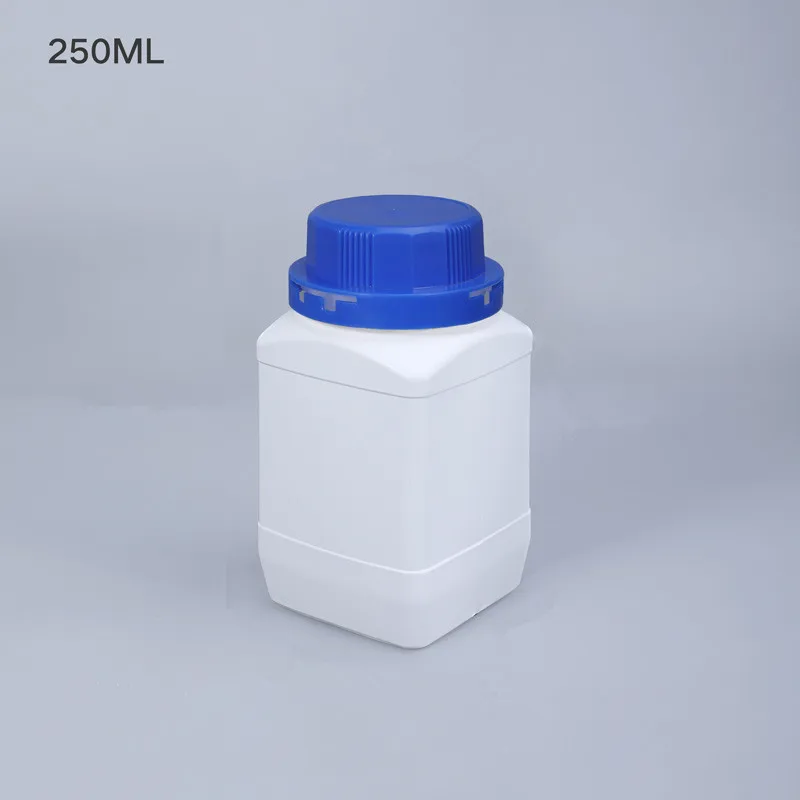 250ml Empty Big Mouth Square Bottle Acid and Alkali Resistance Bottles Leakproof Chemicals Cream Container 4PCS