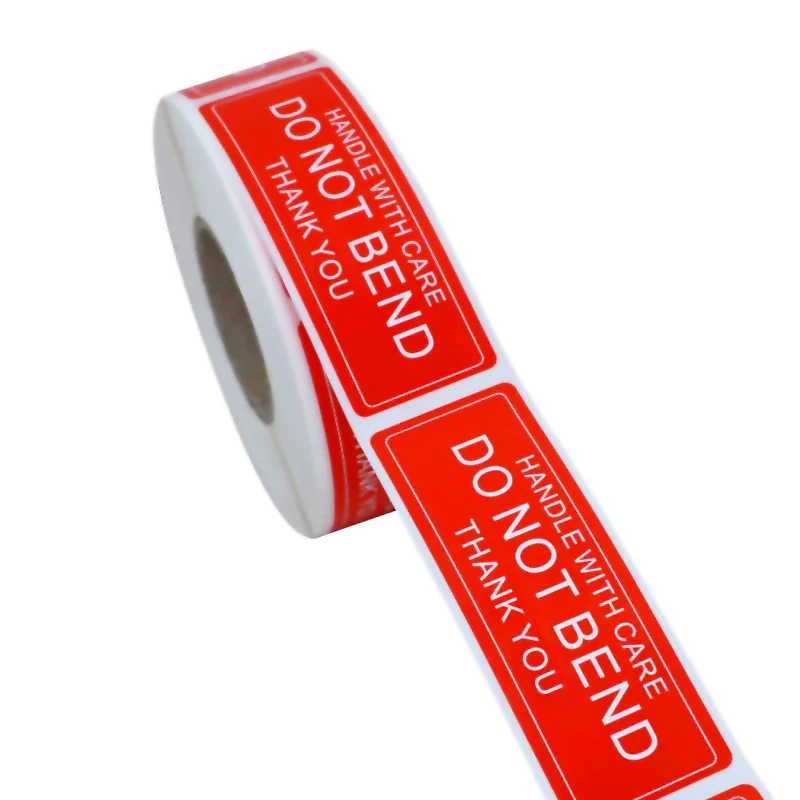 Fragile Shipping Mailing Handle With Care Stickers DO NOT BEND THANK YOU Red Warning Sticker 7.5x2.5cm