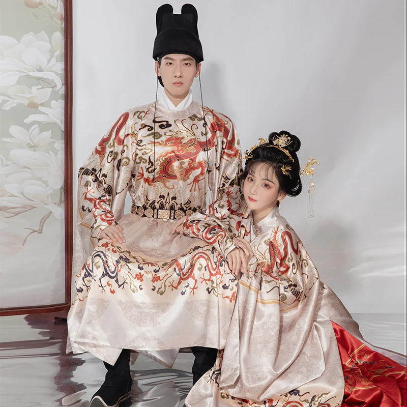 Robe longue à col rond de la dynastie Ming pour hommes et femmes, tenue Hanfu nationale, robe de scène, jupe, été, 2021, SL4633