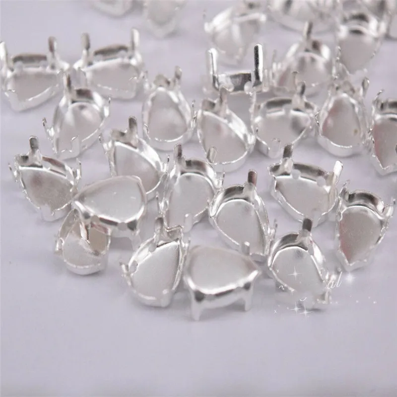silver casing Brass Empty Setting with 4 holes for stones Jewellery making normal Claw not strong round horse eye teardrop
