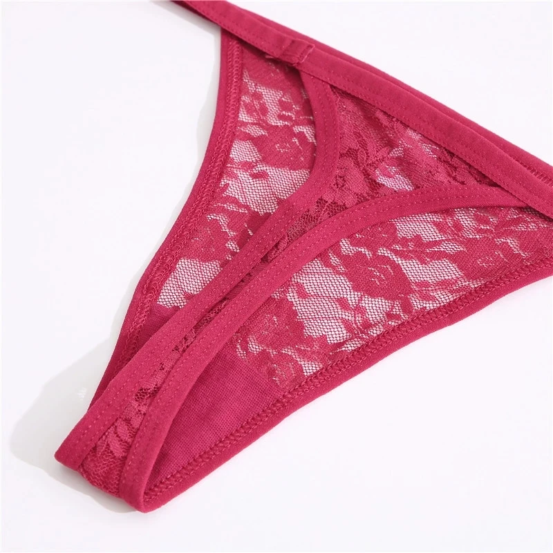 3PCS Sexy Lace G-String Seamless Panties Women Transparent Low-waist Underpant Hollow Out Thong Female Underwear Lingerie