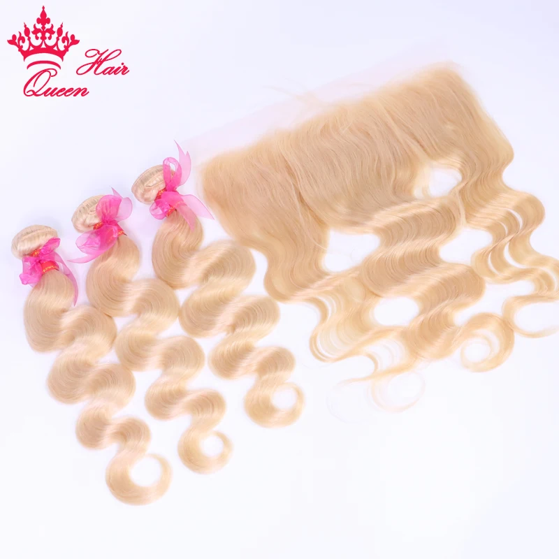 613 Bundles With Frontal Brazilian Body Wave Hair 3/4 Bundles With Closure Blonde Human Hair Bundles With Frontal