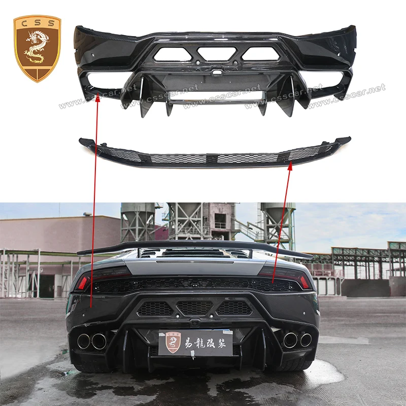 Vors Style Car Bumpers For Lamborghini Huracan LP610 lp610-4 Real Carbon Fiber Black Rear Bumper Beam LP580 Modification Kits