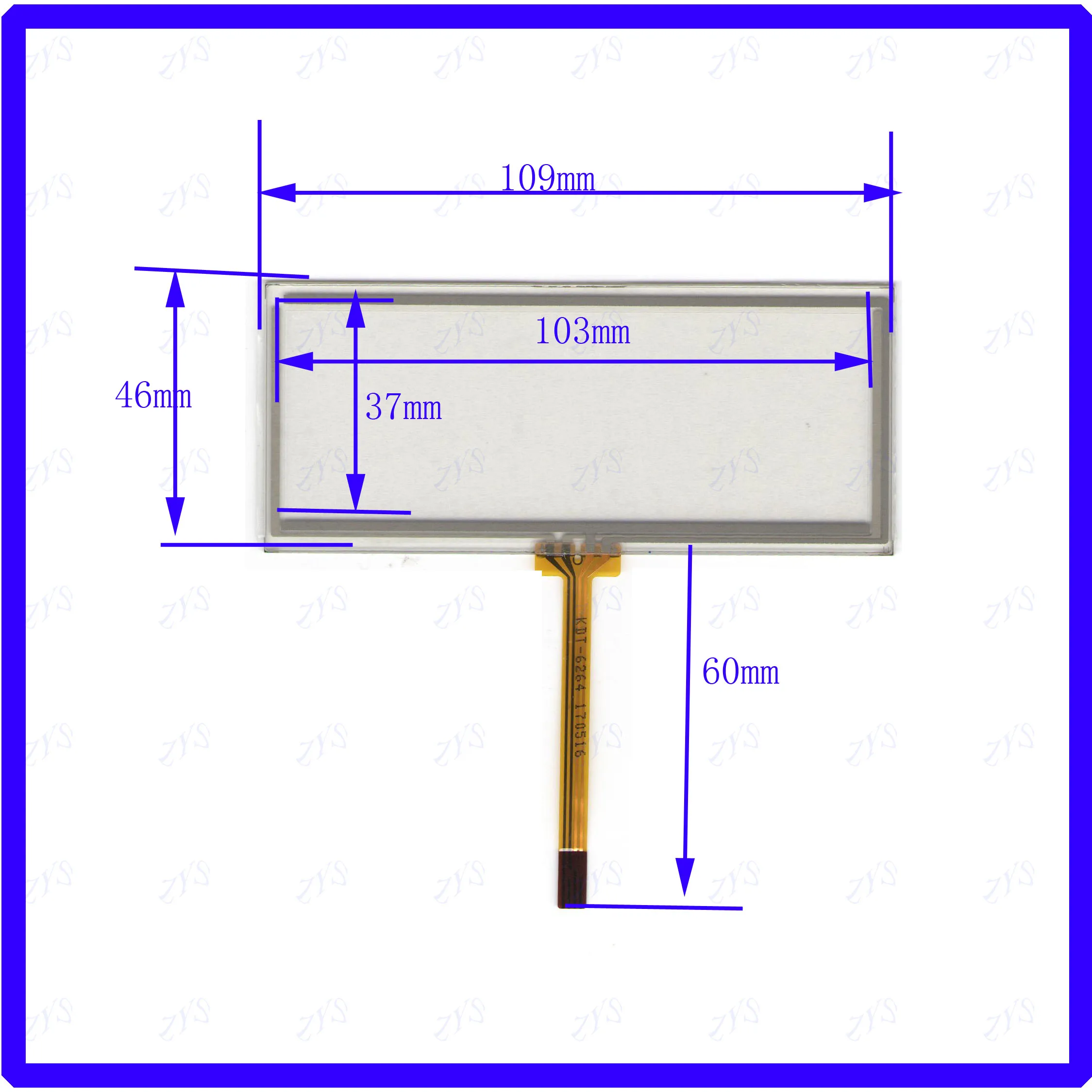 

ZhiYuSun KDT-6264 4 wire TOUCH SCREEN touch panel this is compatible 109*46mm 109*46 KDT6264