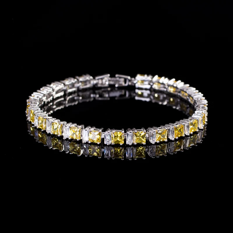 CWWZircons Brand High Quality Cubic Zirconia Paved Square Green Stone Fashion Bracelets for Women Best Friend Jewelry CB146