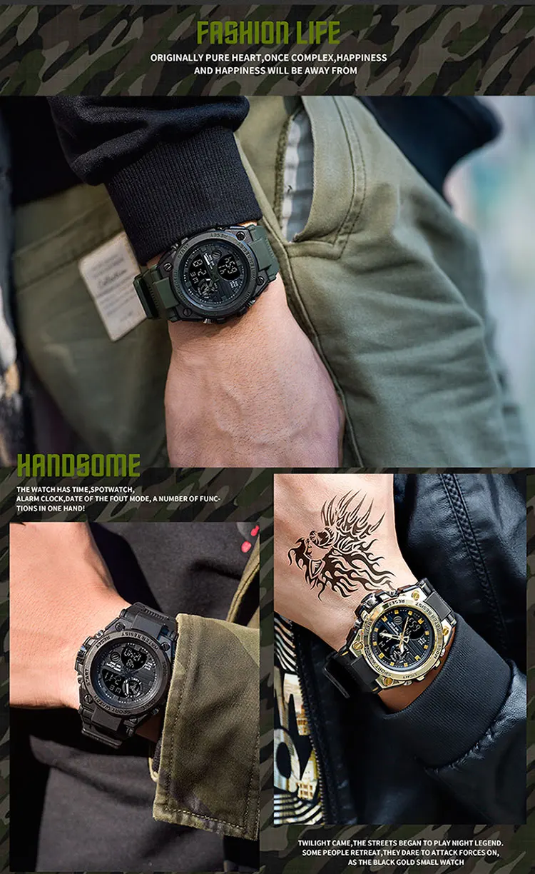SANDA G Style Men Digital Watch Date Military Sports Watches Waterproof Electronic Wristwatch Mens Clock Orologio Da Uomo 739