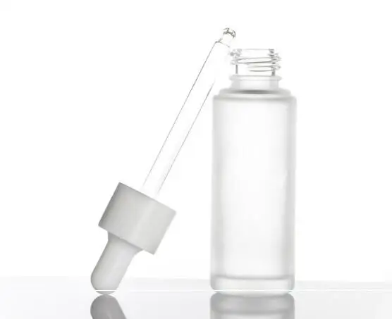 Classic 15ml 30ml frosted clear glass dropper bottle eye essential oil serum glass bottle with white dropper