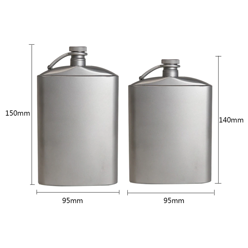 260 ml/200 ml tytanowa kolba na wino z zakrętką i klipsem Ultralekka płaska butelka nawadniająca z lejkiem Ti na kemping — zdjęcie 7