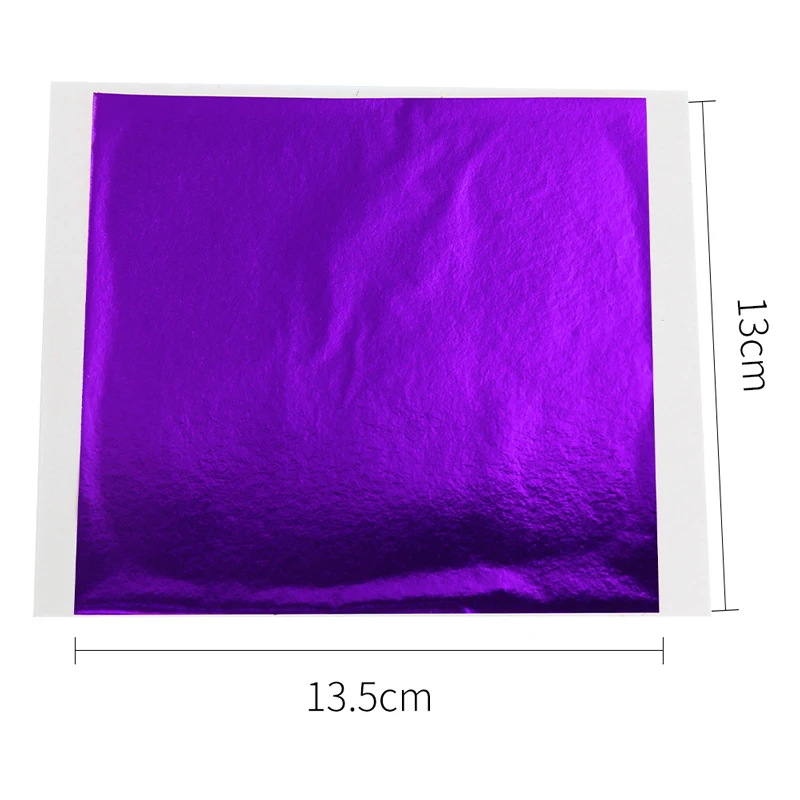 100PCS Purple Color Imitation Gold Leaf 13X13.5cm Alloy Foil Wall Crafts Furniture Painting  Art Works Gilding