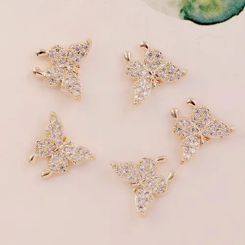 5pcs TN5227 butterfly Alloy Zircon Nail Art Crystals decor jewelry Rhinestone nails accessories supplies nail decorations charms