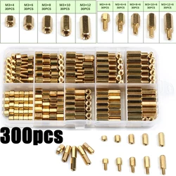 300Pcs Hex Head Nut Brass Standoff Spacer Nut Screws Threaded Pillar Male/Female Electric PCB Circuit Board Standoffs Kit M2/M3